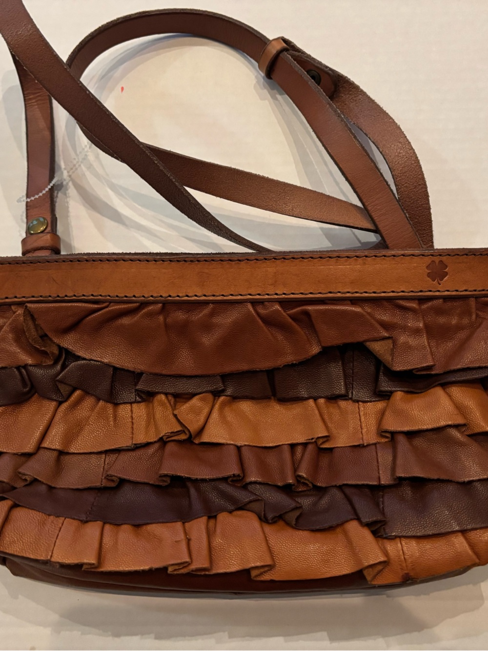 Lucky Brand Ruffle Leather Shoulder Bag - Brown